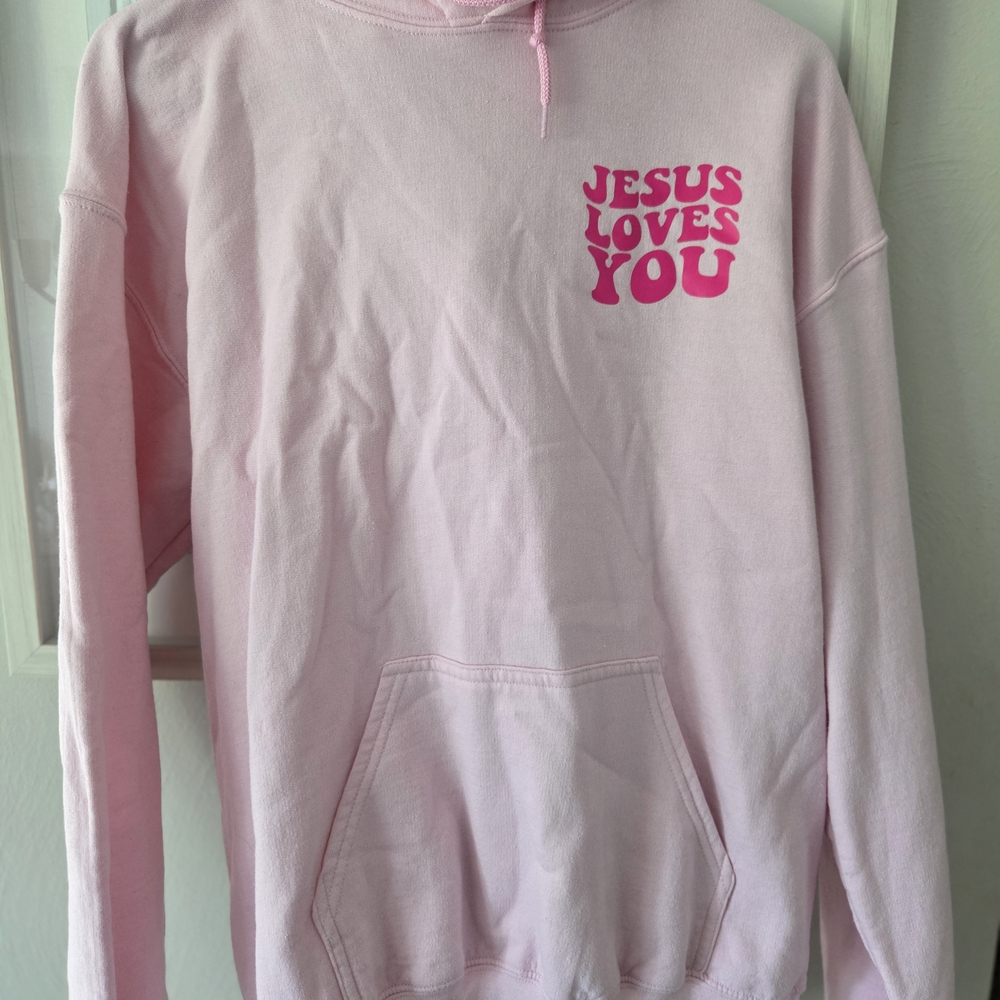 Gildan Pink Hoodie - Jesus Loves You